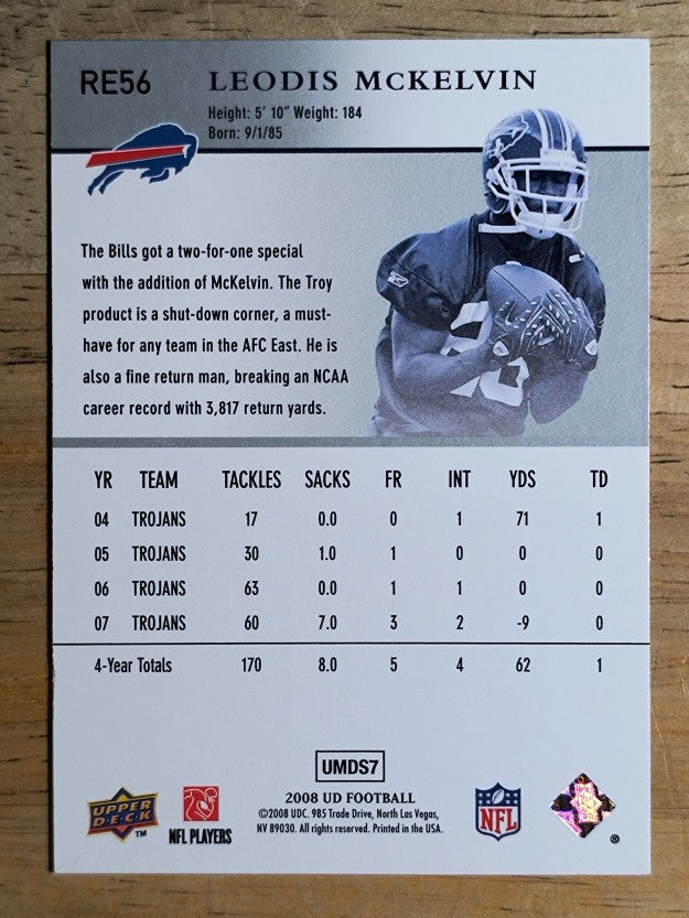 2008 Upper Deck Rookie Exclusives #RE56 Leodis McKelvin