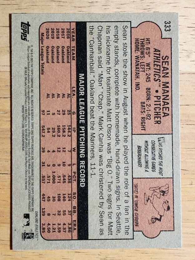 2021 Topps Heritage #333 Sean Manaea