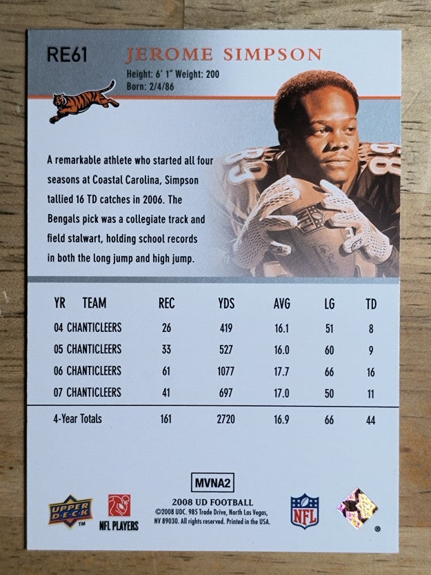 2008 Upper Deck Rookie Exclusives #RE61 Jerome Simpson
