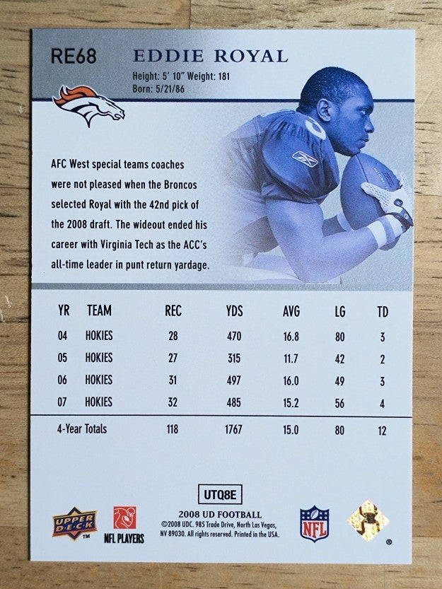2008 Upper Deck Rookie Exclusives #RE68 Eddie Royal