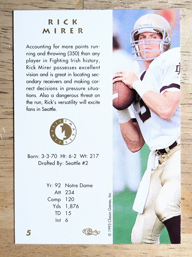 1993-94 Images Four Sport #5 Rick Mirer