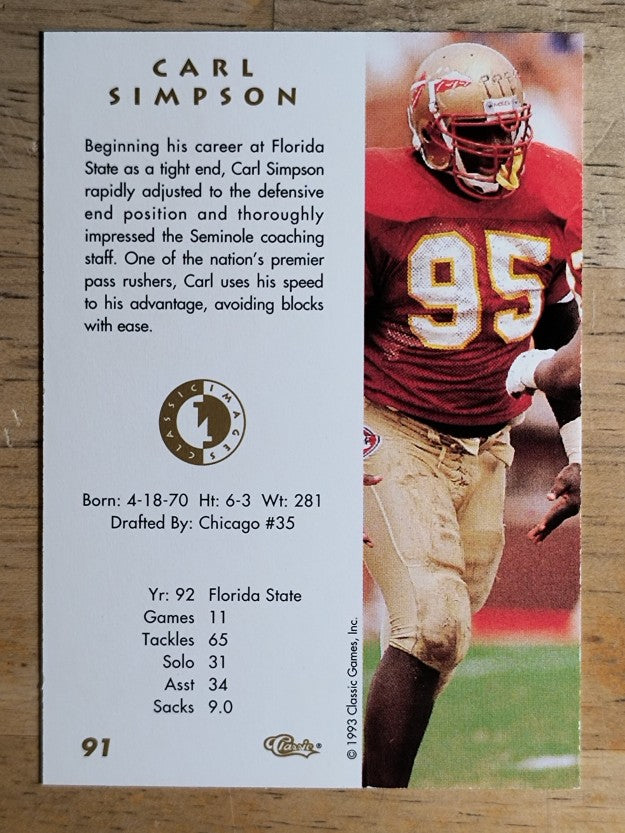 1993-94 Images Four Sport #91 Carl Simpson