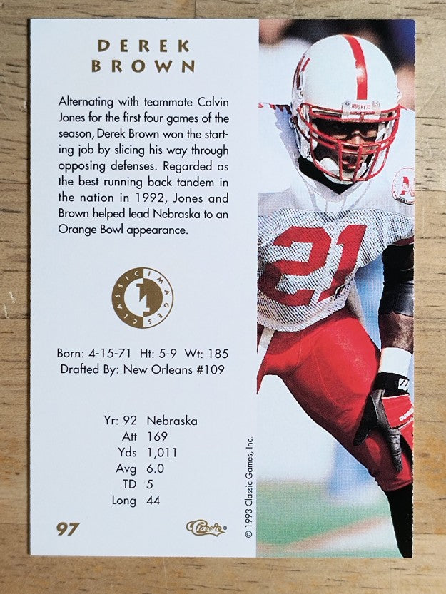 1993-94 Images Four Sport #97 Derek Brown RB