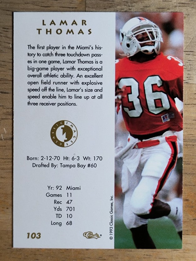 1993-94 Images Four Sport #103 Lamar Thomas