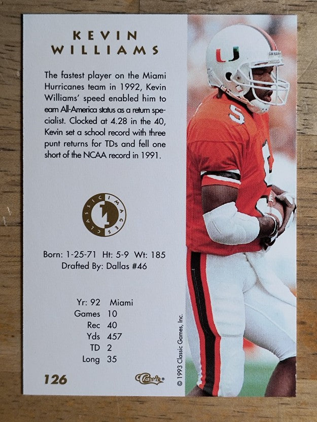 1993-94 Images Four Sport #126 Kevin Williams WR