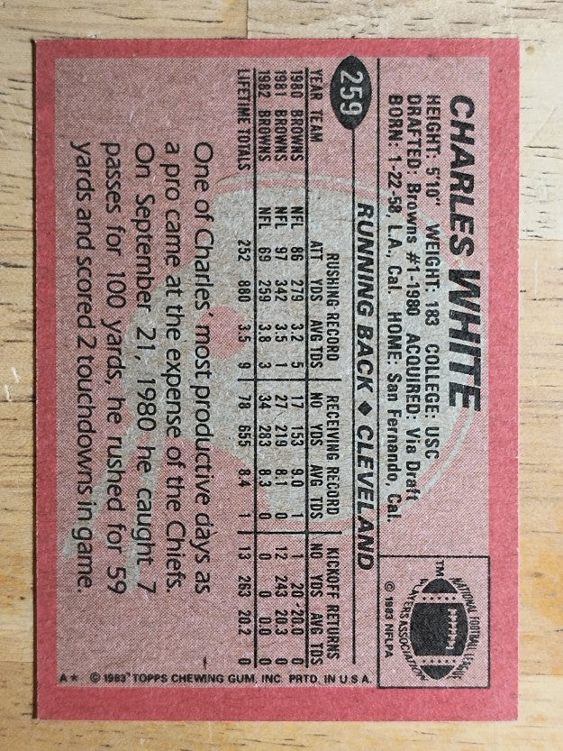 1983 Topps #259 Charles White