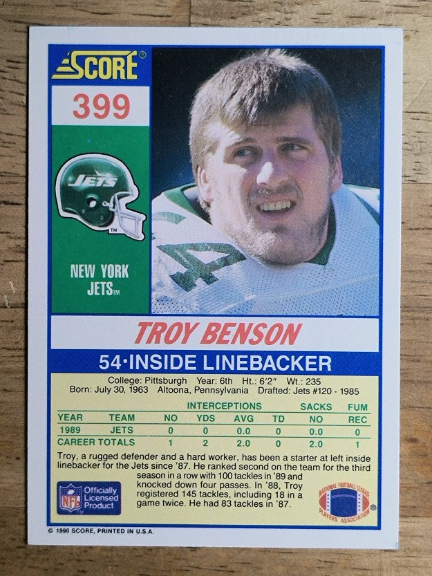 1990 Score #399 Troy Benson