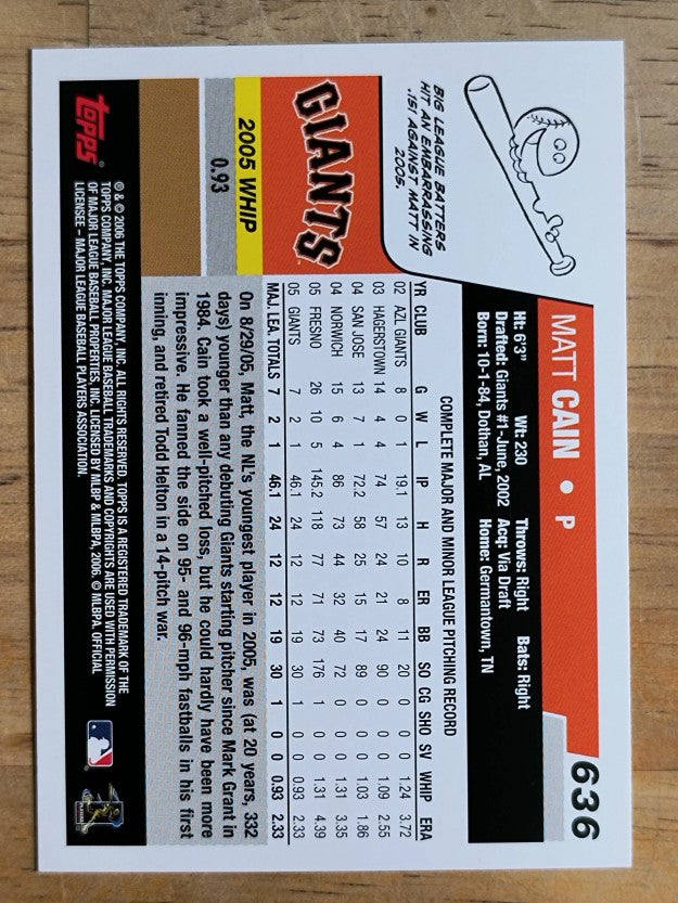 2006 Topps #636 Matt Cain