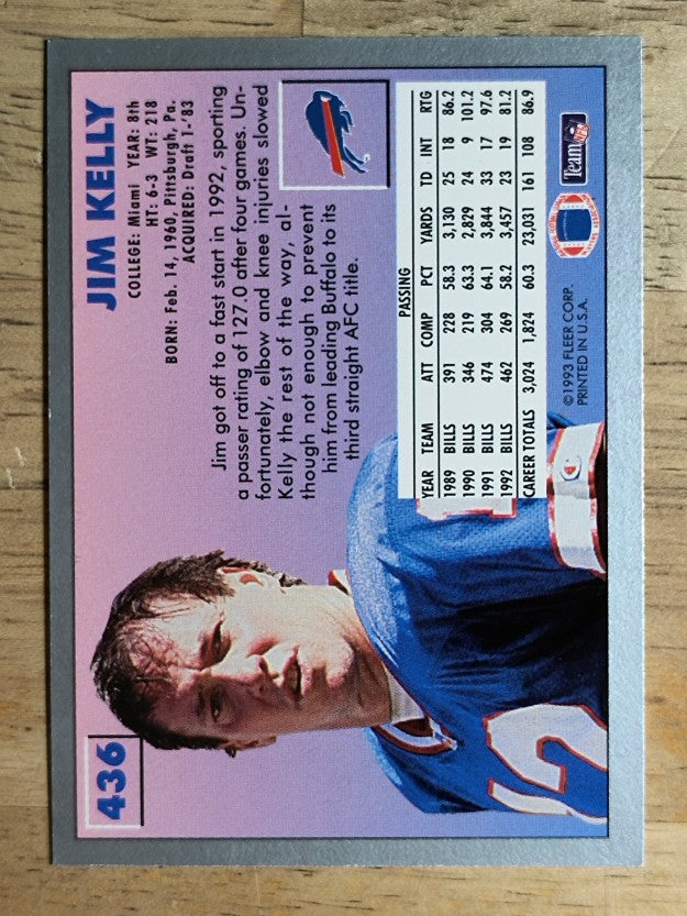 1993 Fleer #436 Jim Kelly