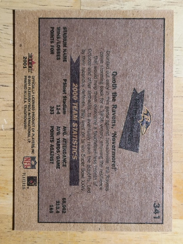 2001 Fleer Tradition #341 Baltimore Ravens TC