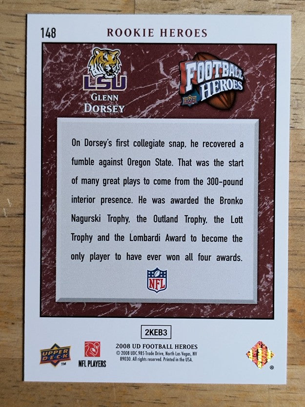 2008 Upper Deck Heroes #148 Glenn Dorsey RC