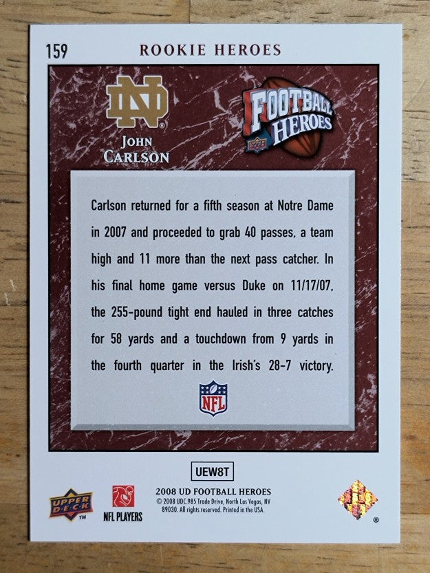 2008 Upper Deck Heroes #159 John Carlson RC