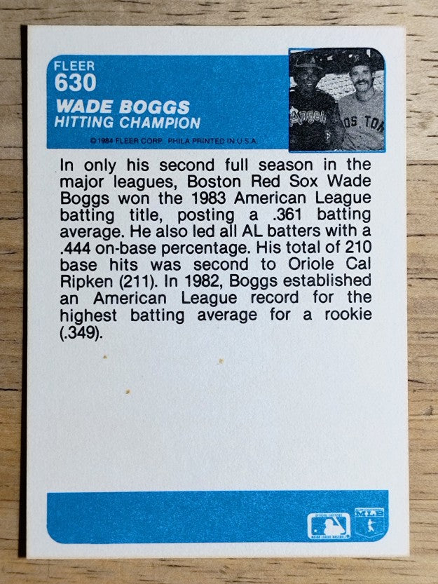 1984 Fleer #630 Wade Boggs IA