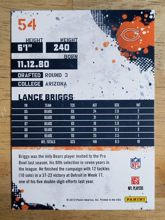 2010 Score #54 Lance Briggs