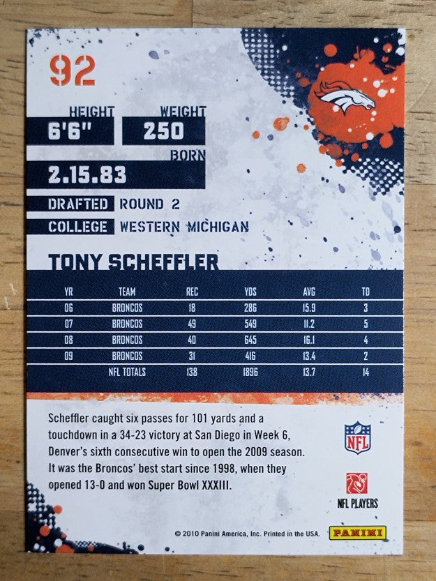2010 Score #92 Tony Scheffler