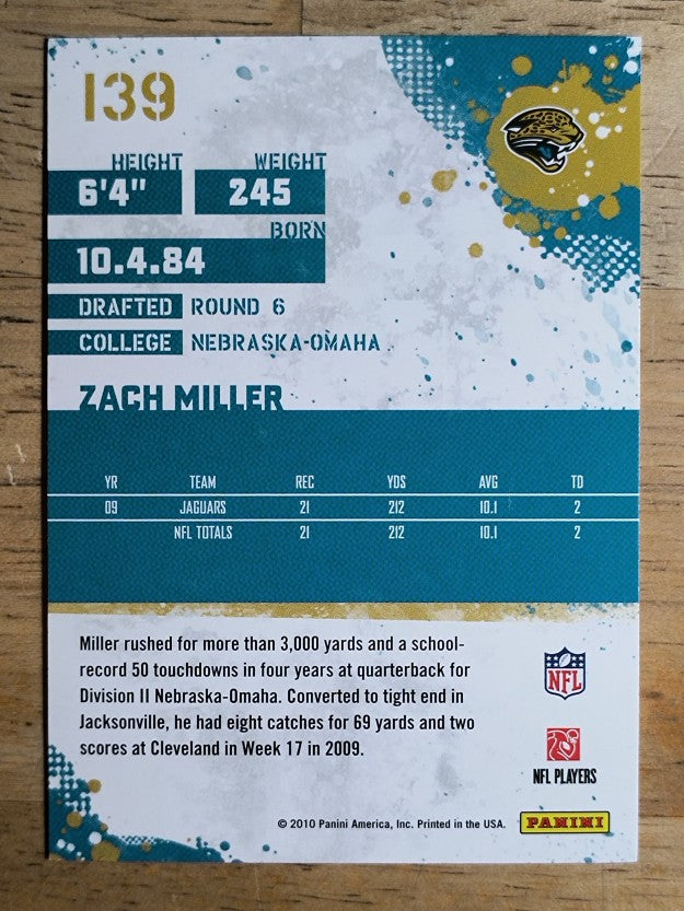 2010 Score #139 Zach Miller Jac