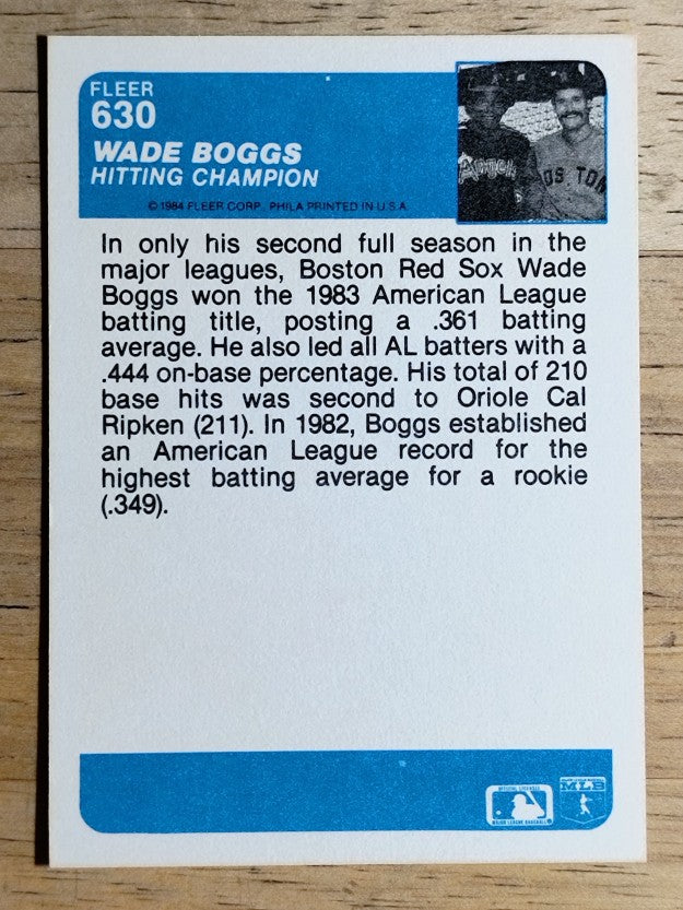 1984 Fleer #630 Wade Boggs IA