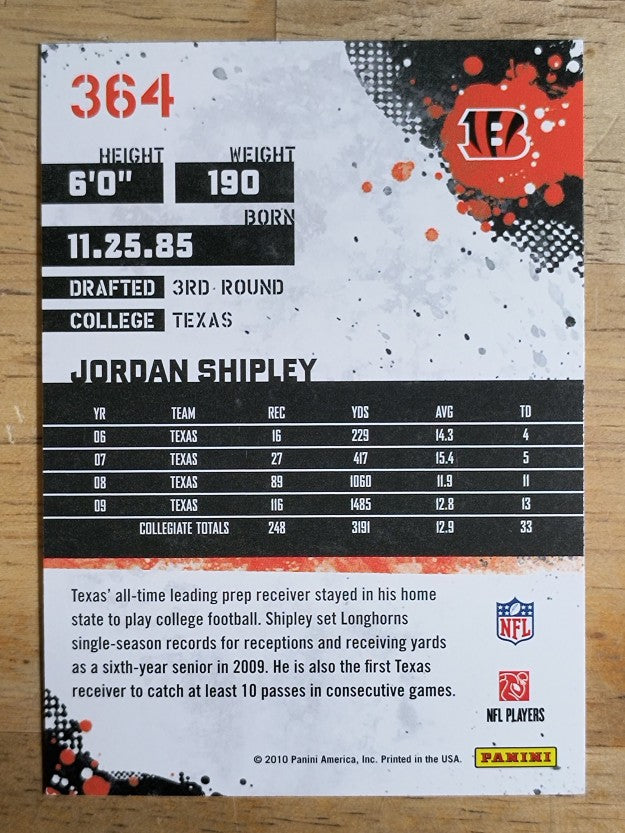 2010 Score #364 Jordan Shipley RC