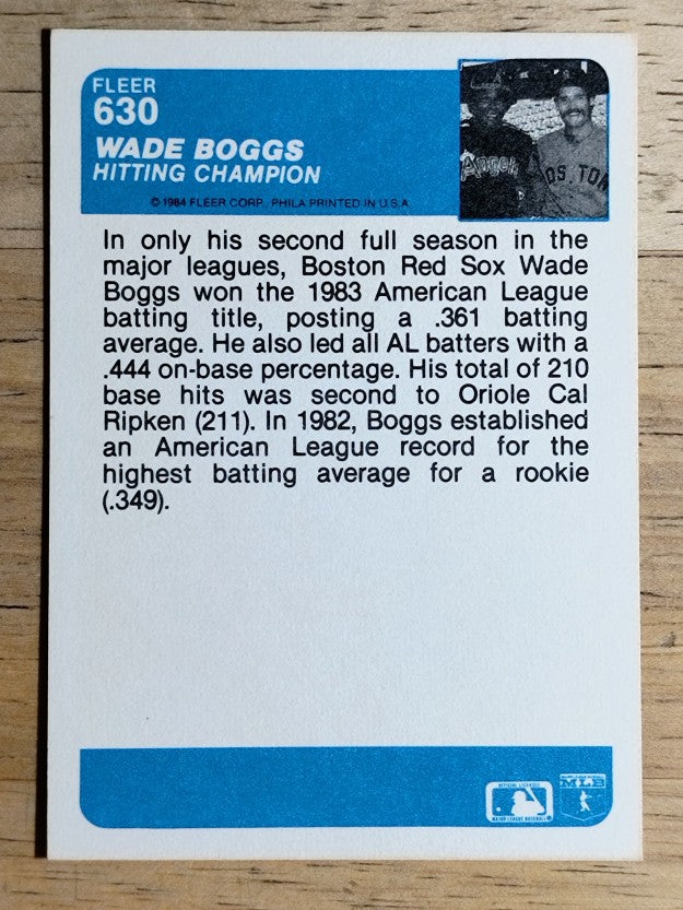 1984 Fleer #630 Wade Boggs IA