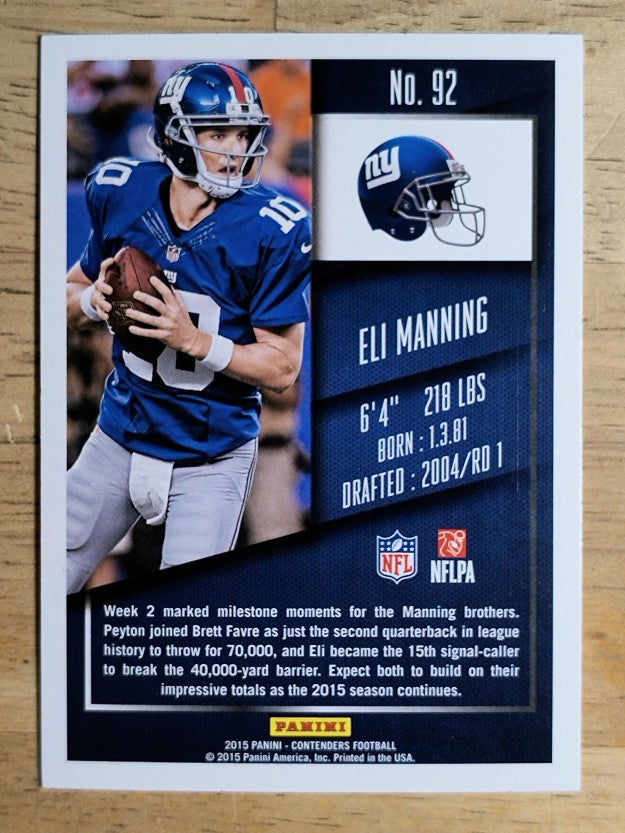 2015 Panini Contenders #92 Eli Manning