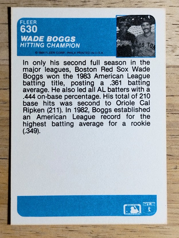 1984 Fleer #630 Wade Boggs IA