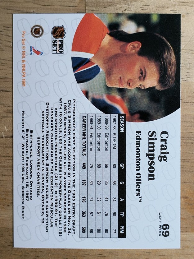 1991-92 Pro Set #69 Craig Simpson