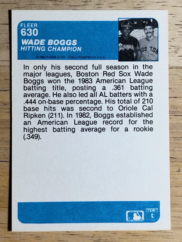 1984 Fleer #630 Wade Boggs IA