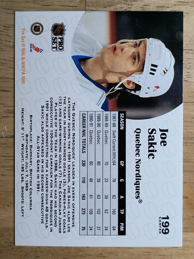 1991-92 Pro Set #199 Joe Sakic