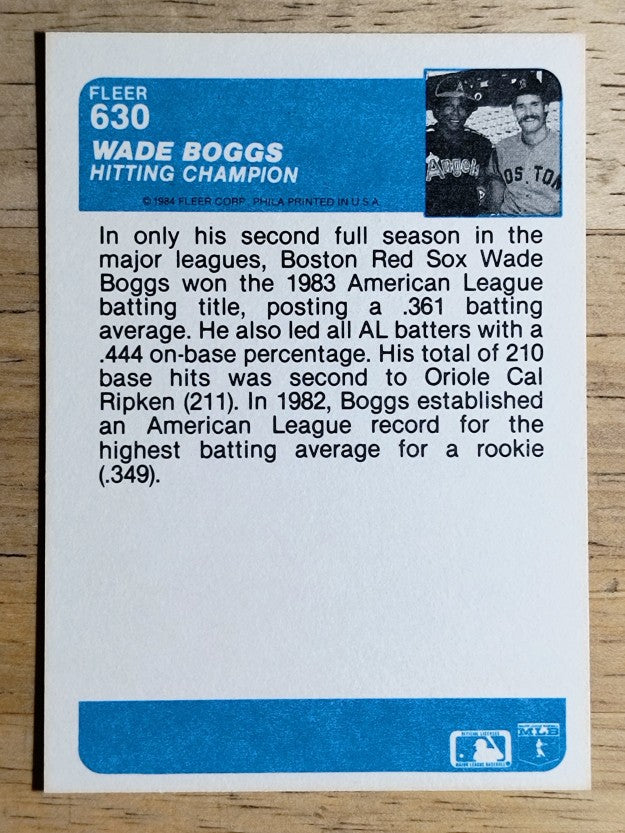 1984 Fleer #630 Wade Boggs IA