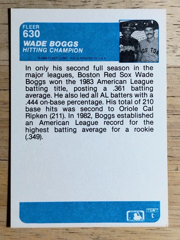 1984 Fleer #630 Wade Boggs IA