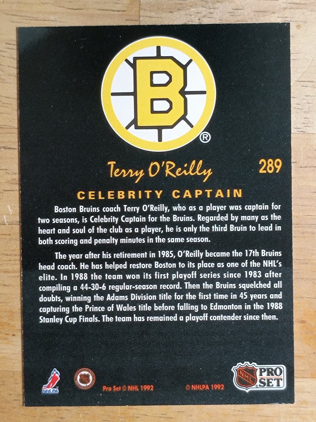 1991-92 Pro Set Platinum #289 Terry O'Reilly CAP