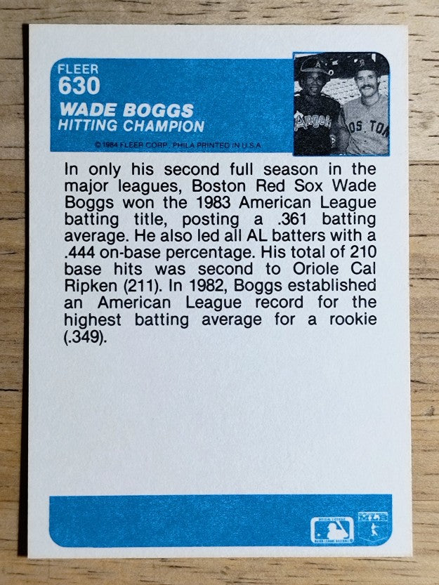 1984 Fleer #630 Wade Boggs IA