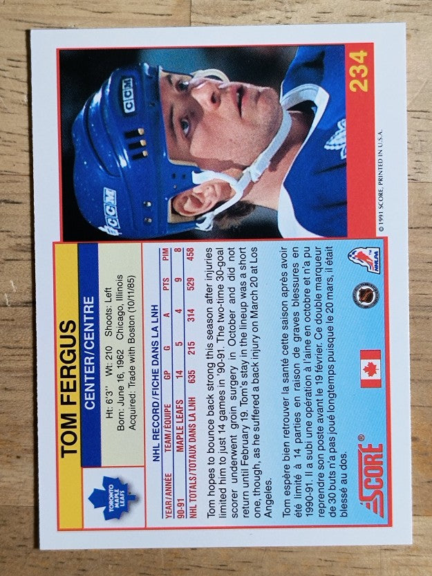 1991-92 Score Canadian Bilingual #234 Tom Fergus
