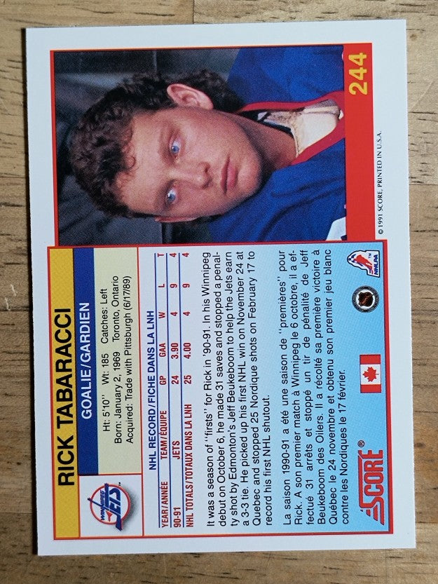 1991-92 Score Canadian Bilingual #244 Rick Tabaracci