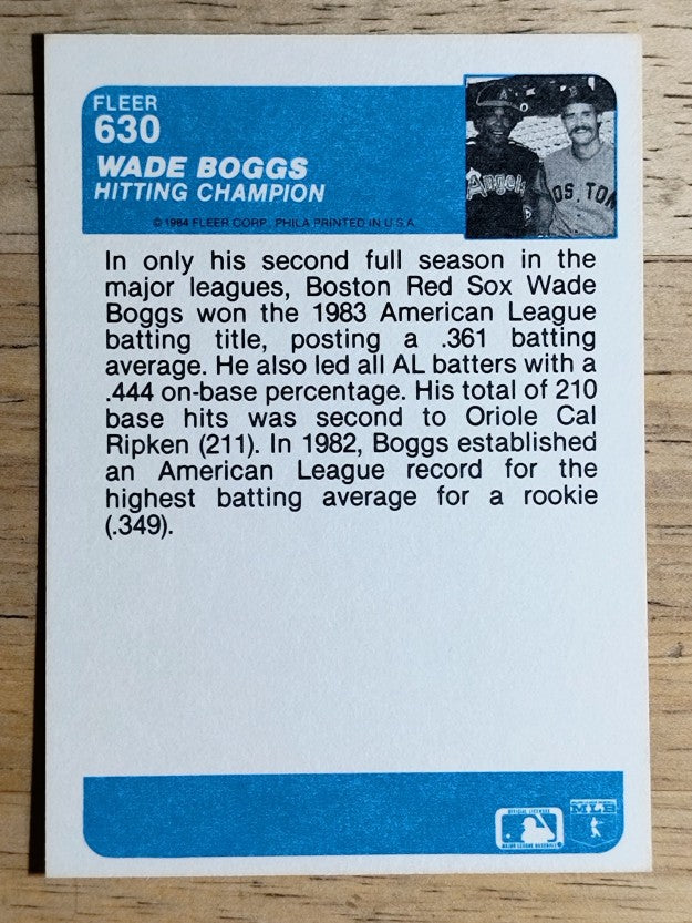 1984 Fleer #630 Wade Boggs IA