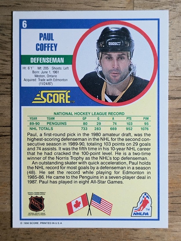 1990-91 Score #6 Paul Coffey
