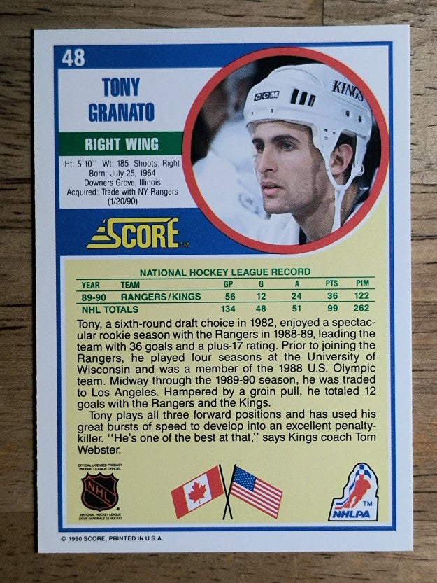 1990-91 Score #48 Tony Granato