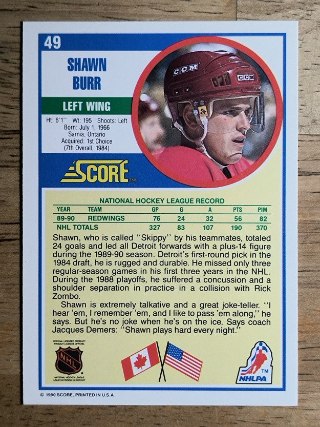 1990-91 Score #49 Shawn Burr