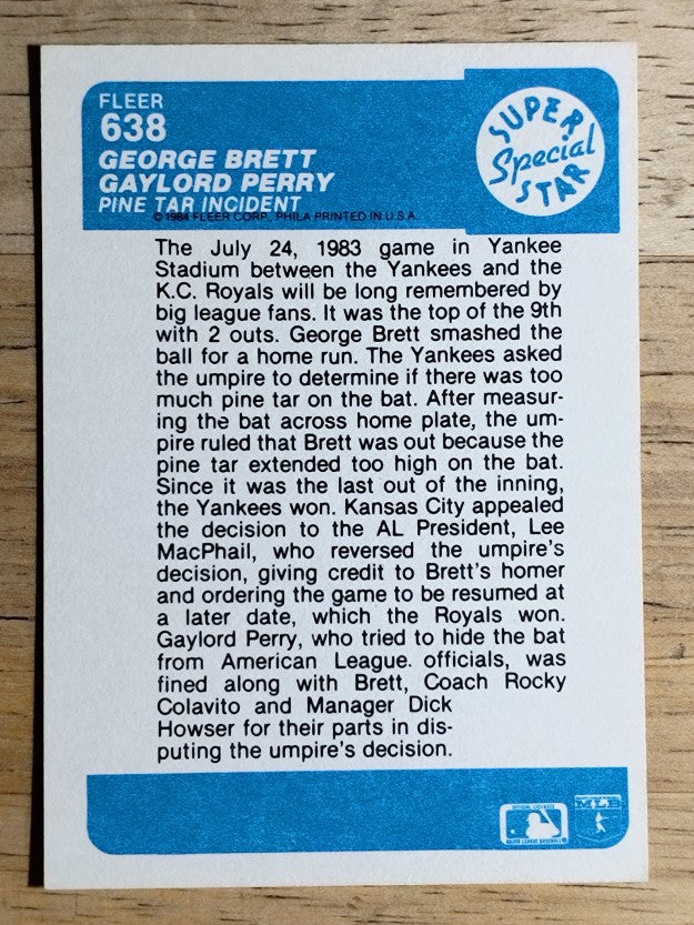 1984 Fleer #638 George Brett/Gaylord Perry