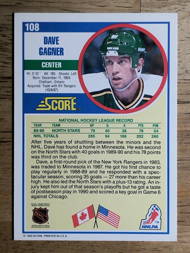 1990-91 Score #108 Dave Gagner
