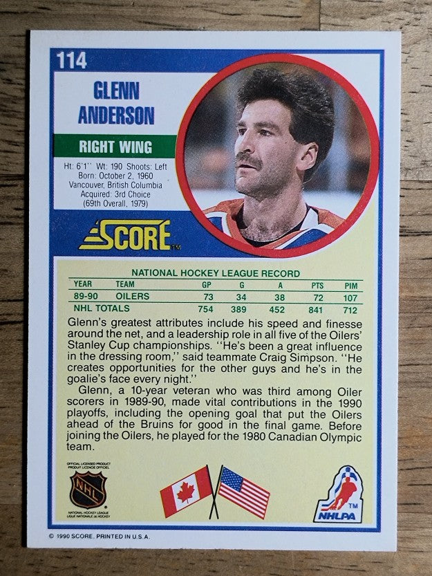 1990-91 Score #114 Glenn Anderson