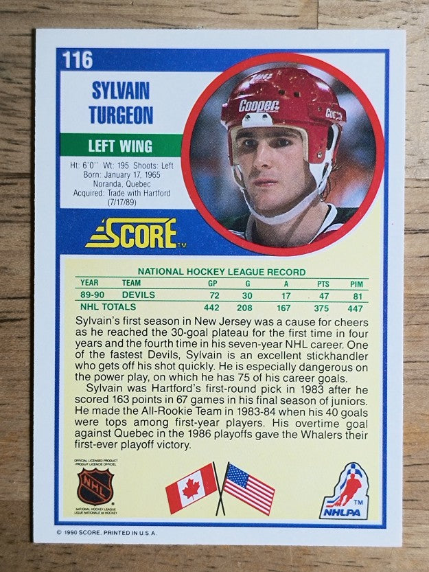 1990-91 Score #116 Sylvain Turgeon