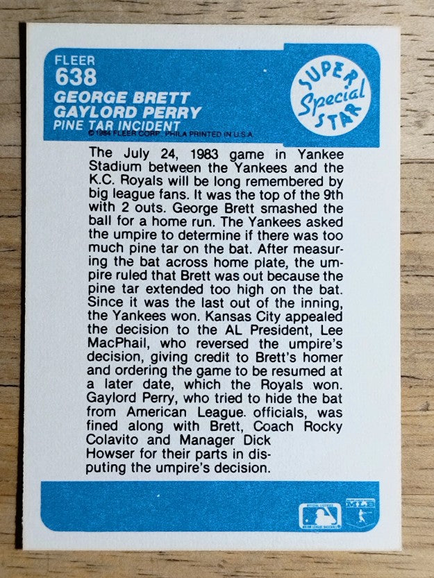 1984 Fleer #638 George Brett/Gaylord Perry