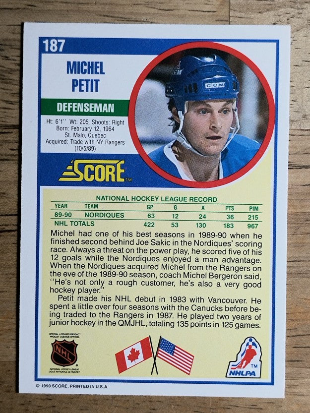 1990-91 Score #187 Michel Petit