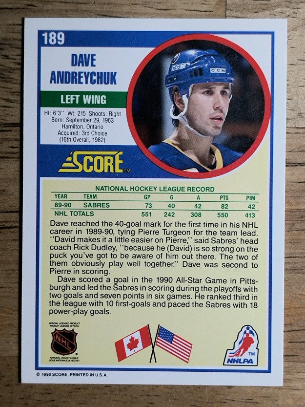 1990-91 Score #189 Dave Andreychuk