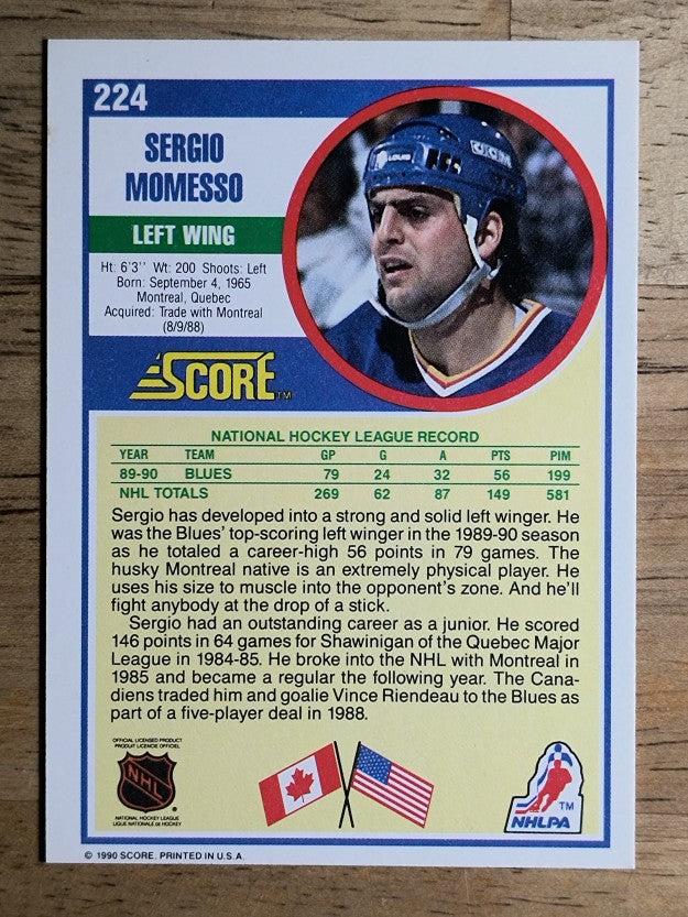 1990-91 Score #224 Sergio Momesso RC