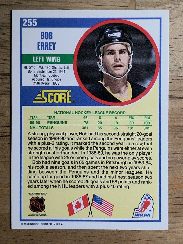 1990-91 Score #255 Bob Errey