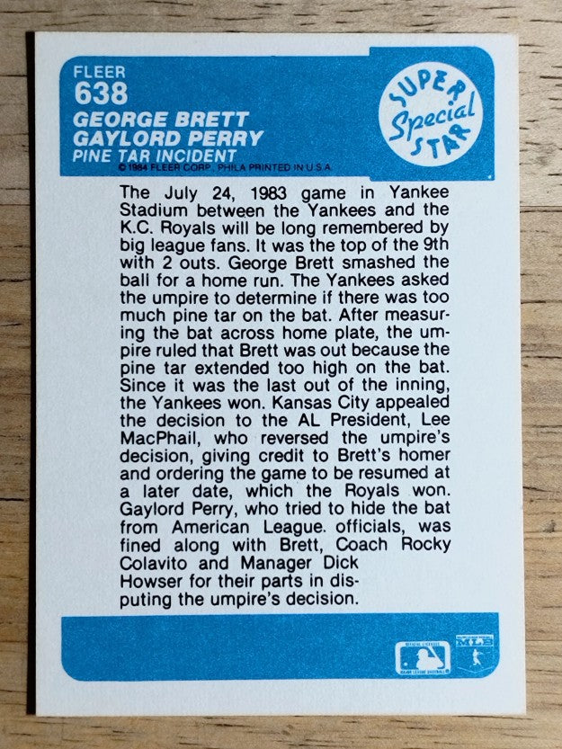 1984 Fleer #638 George Brett/Gaylord Perry