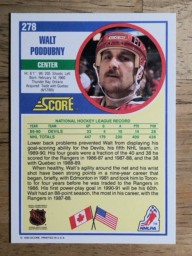 1990-91 Score #278 Walt Poddubny