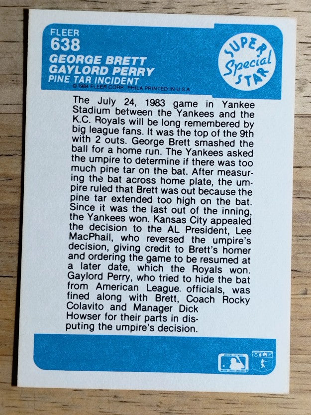 1984 Fleer #638 George Brett/Gaylord Perry